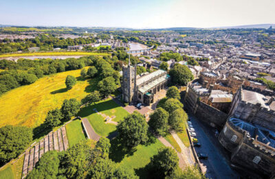 A view of Lancaster, a city on river Lune in northwest England, UK