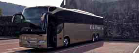 Our coach stopping at an abbey